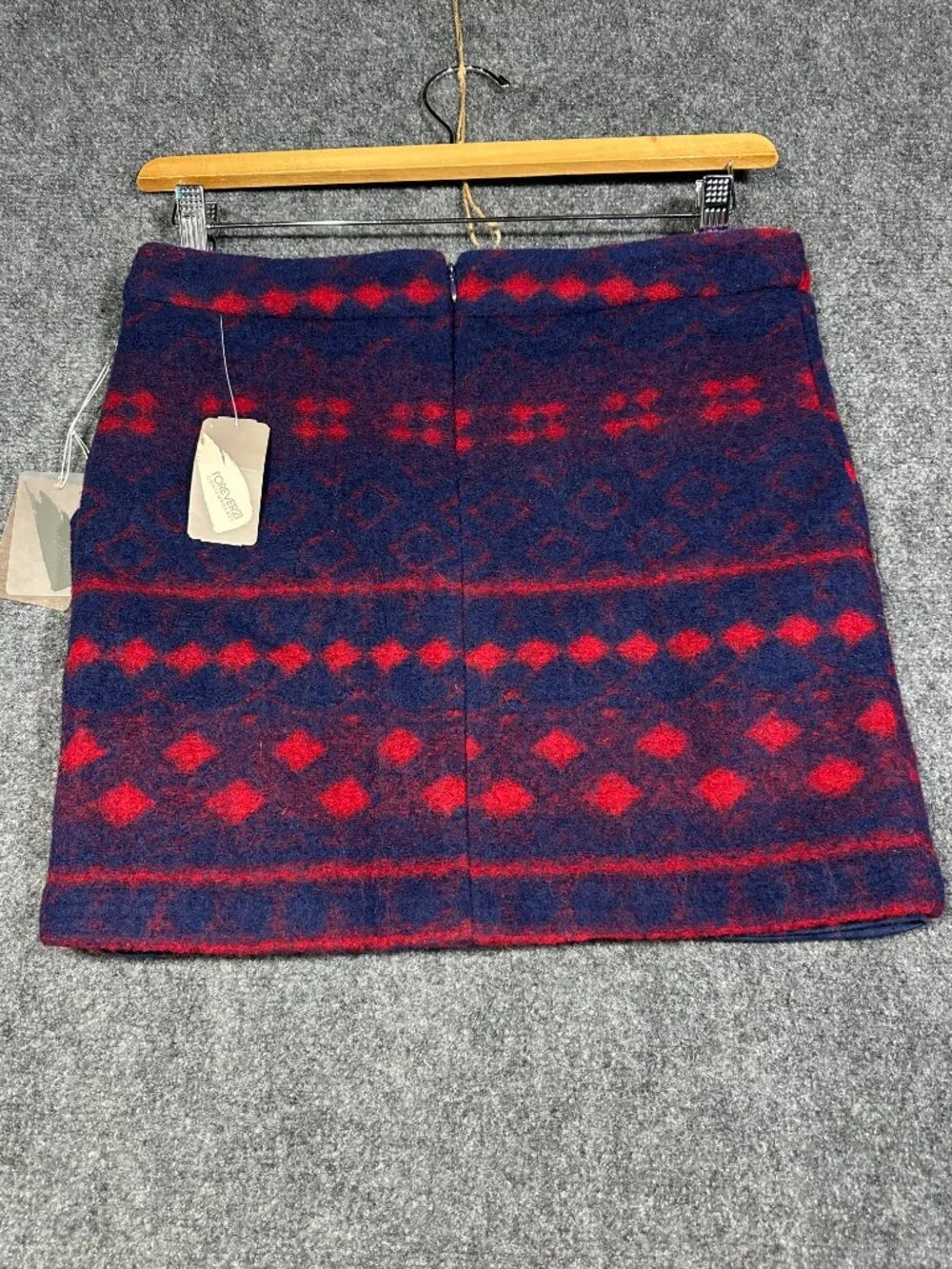 Forever 21 Skirt Womens Medium Wool Blend Pencil Lined NEW Navy Blue Red Pockets